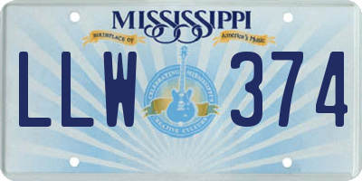 MS license plate LLW374