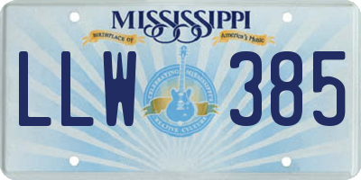 MS license plate LLW385