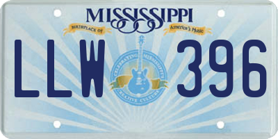 MS license plate LLW396