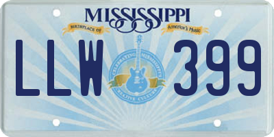 MS license plate LLW399
