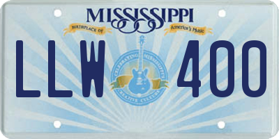 MS license plate LLW400