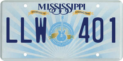 MS license plate LLW401