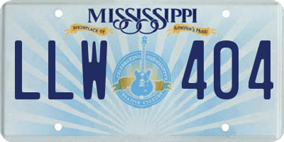 MS license plate LLW404