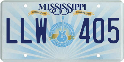 MS license plate LLW405