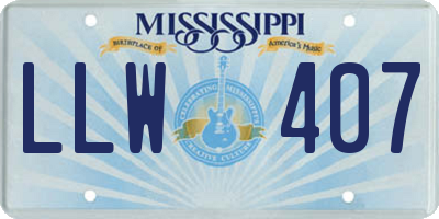 MS license plate LLW407