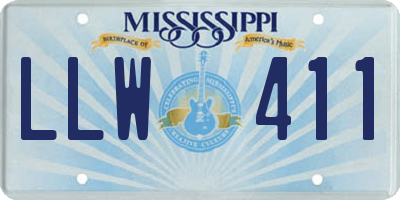 MS license plate LLW411