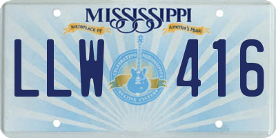 MS license plate LLW416