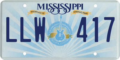 MS license plate LLW417