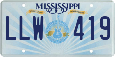 MS license plate LLW419
