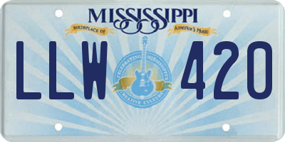 MS license plate LLW420