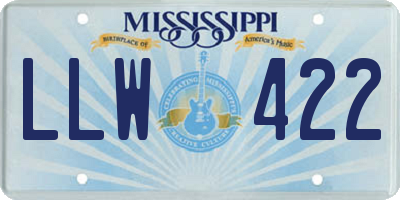 MS license plate LLW422