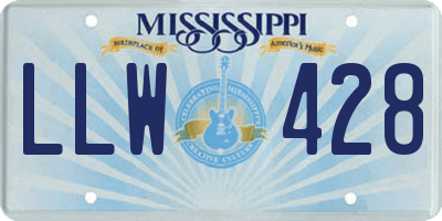 MS license plate LLW428
