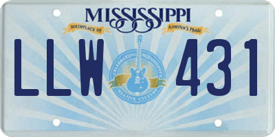 MS license plate LLW431