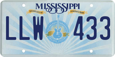 MS license plate LLW433