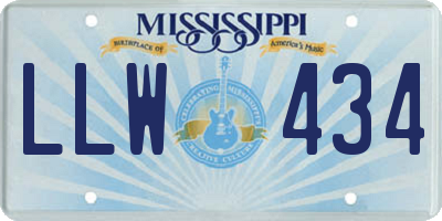 MS license plate LLW434