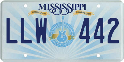 MS license plate LLW442