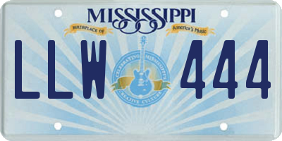 MS license plate LLW444