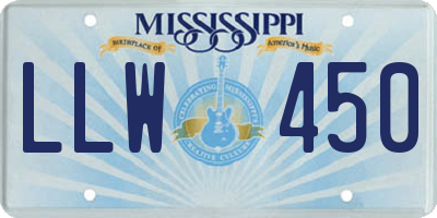 MS license plate LLW450