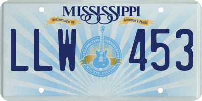MS license plate LLW453