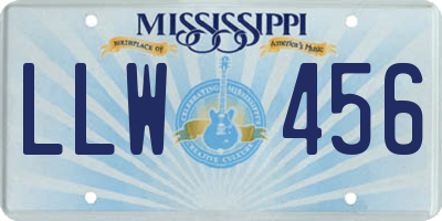 MS license plate LLW456