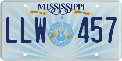 MS license plate LLW457