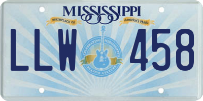 MS license plate LLW458