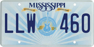 MS license plate LLW460