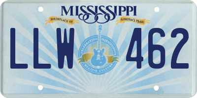 MS license plate LLW462