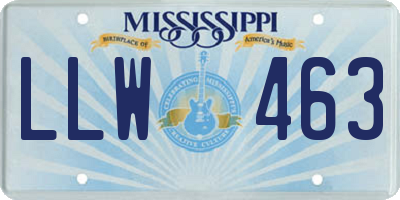 MS license plate LLW463