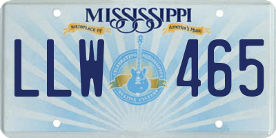 MS license plate LLW465