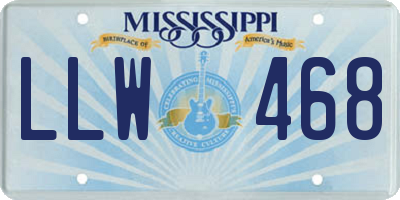 MS license plate LLW468