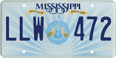 MS license plate LLW472