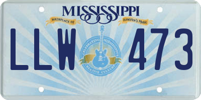 MS license plate LLW473