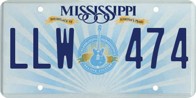 MS license plate LLW474