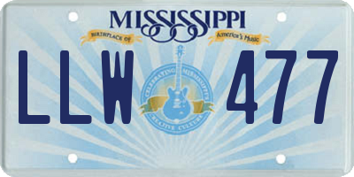 MS license plate LLW477