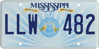 MS license plate LLW482
