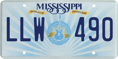 MS license plate LLW490