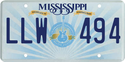 MS license plate LLW494