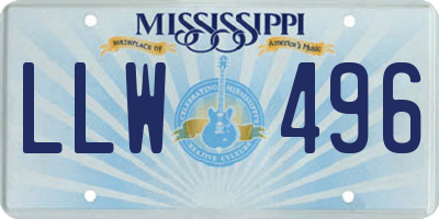MS license plate LLW496