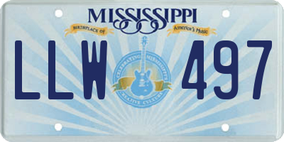MS license plate LLW497