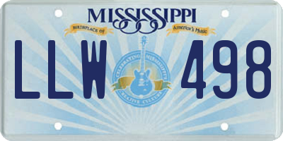 MS license plate LLW498