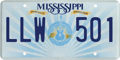 MS license plate LLW501