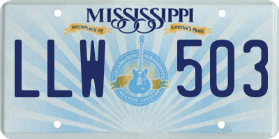 MS license plate LLW503