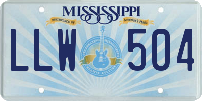 MS license plate LLW504