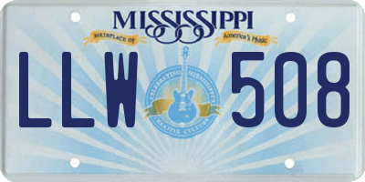 MS license plate LLW508