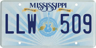 MS license plate LLW509