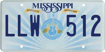 MS license plate LLW512