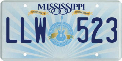 MS license plate LLW523
