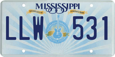 MS license plate LLW531