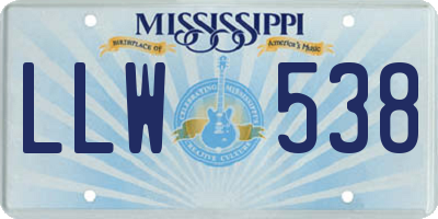 MS license plate LLW538